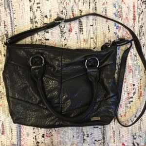 Black Pleather Vans Cross Body Bag